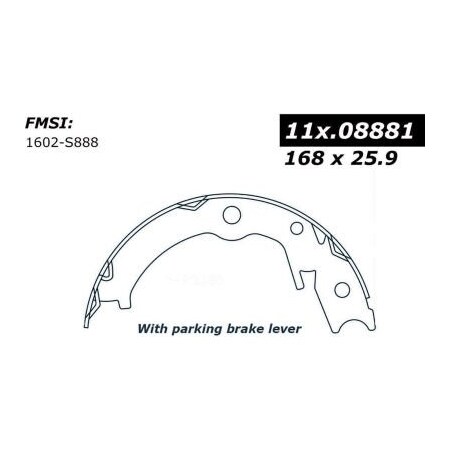 Centric Premium Parking Brake Shoes, Parts 111.08881